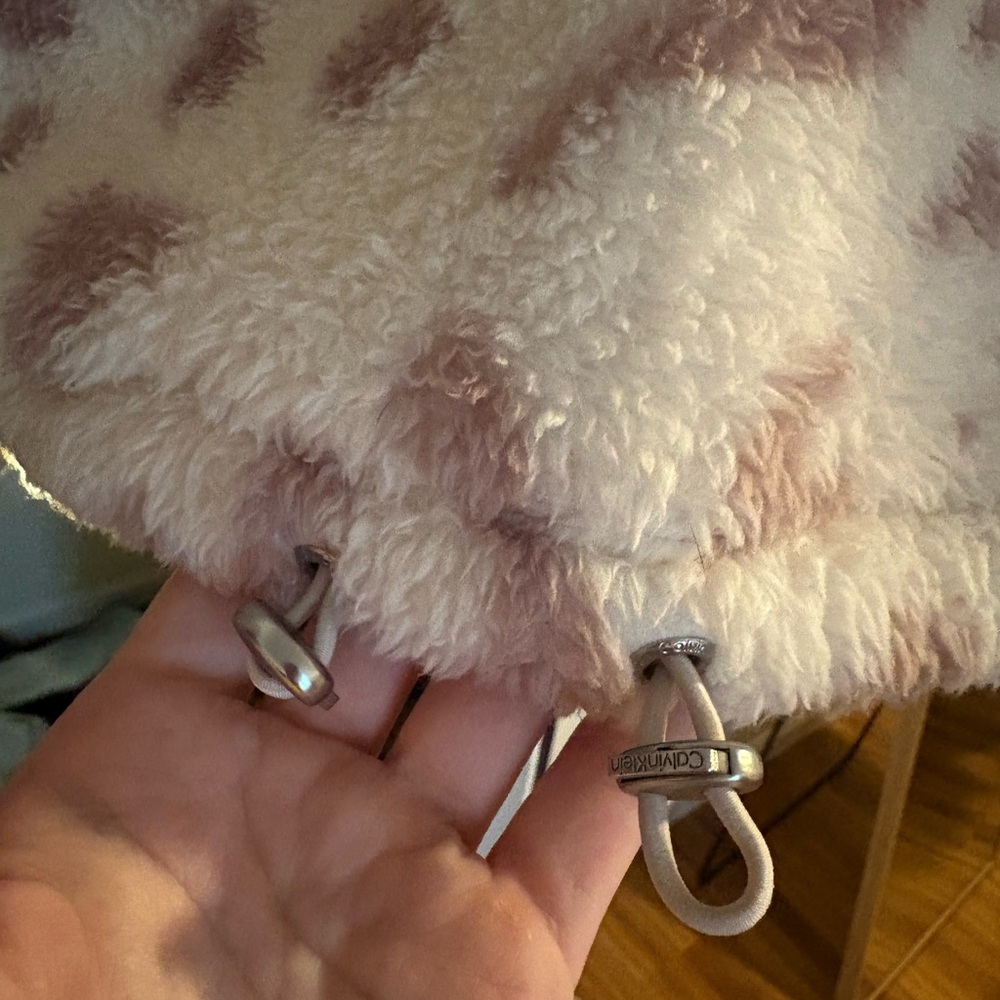 Calvin Klein Cream and Brown Fleece Jacket - Picture 3 of 5